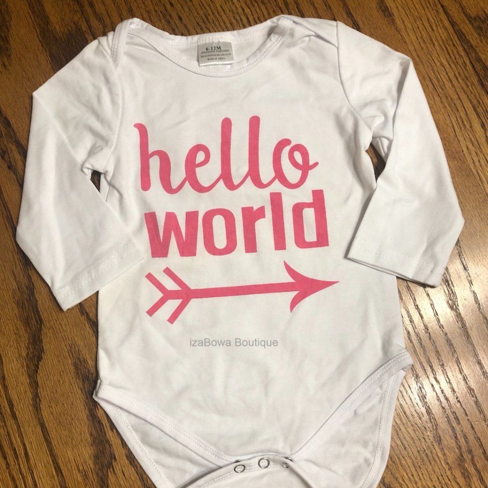 Pink and Black with Deer Print 3 pc Set w/ "Hello World" 6056 NWT Boutique - Picture 2 of 3